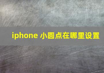 iphone 小圆点在哪里设置